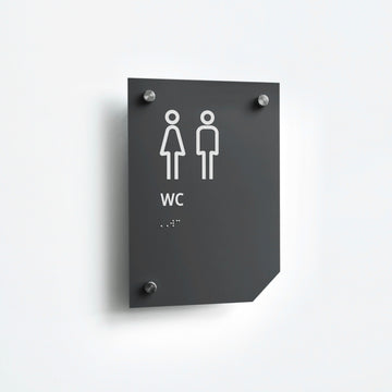 a sign on a wall with a picture of a man and a woman on it - Photo #3