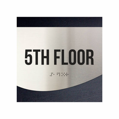 Floor Signs - Sign For 5s Floor - Stainless Steel & Wood  - "Jure" Design