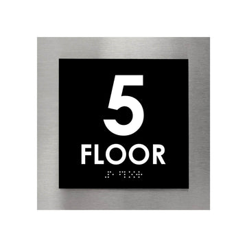 Floor Signs - Sign For 5s Floor - Interior Stainless Steel Sign - "Modern" Design - Photo #3