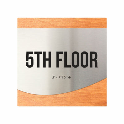 Floor Signs - Sign For 5s Floor - Stainless Steel & Wood  - "Jure" Design