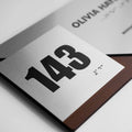 Door Numbers Office Number Sign with Custom Text: Wood & Stainless Steel Plate — "Creative" Design - Photo #8