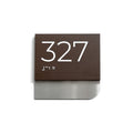 a brown square sign with the number 327 displayed on it. - Photo #1