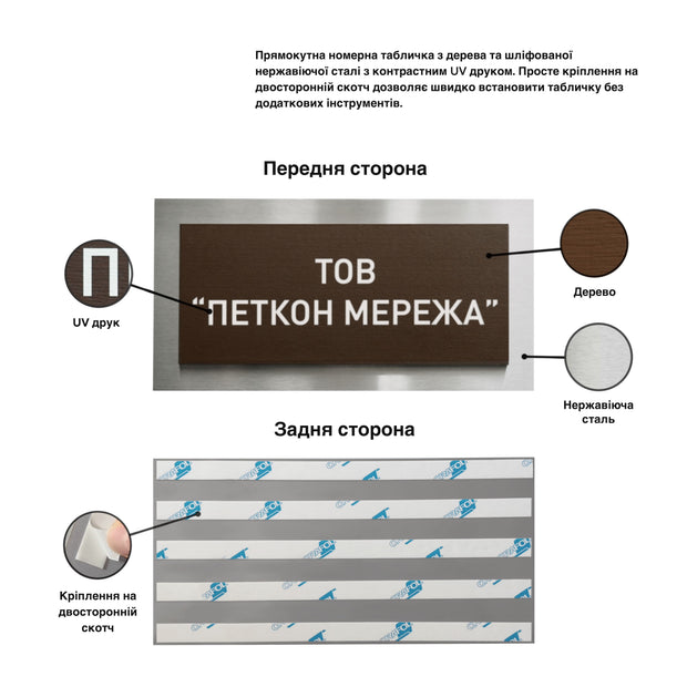 a close-up of a brown sign with the text "Пет мерения" (TOB) and a UV-ray image of the sign.
