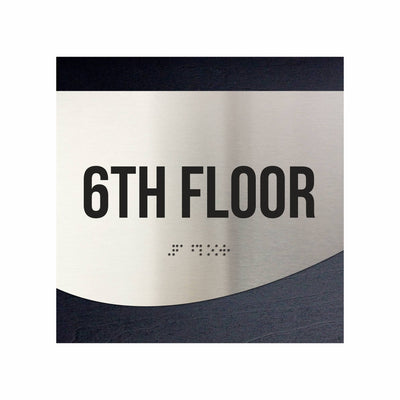 Floor Signs - Sign For 6ft Floor - Stainless Steel & Wood  - "Jure" Design