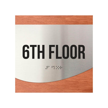 Floor Signs - Sign For 6ft Floor - Stainless Steel & Wood  - "Jure" Design - Photo #10