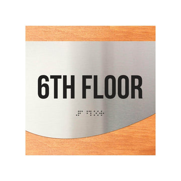 Floor Signs - Sign For 6ft Floor - Stainless Steel & Wood  - "Jure" Design - Photo #11