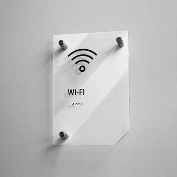 a white sign with a wifi symbol on it - Photo #1
