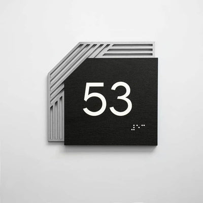 Door Numbers Office Number Sign: Wood & Stainless Steel Plate —  "Authentic" Design