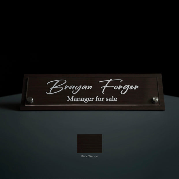 Desk sign Personalized Desk Name Plate: Wood & Acrylic Sign