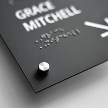 a close up of a black sign with white lettering - Photo #7