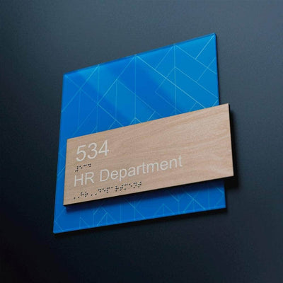Door Signs HR Office Sign: Universal Plate Blue Light