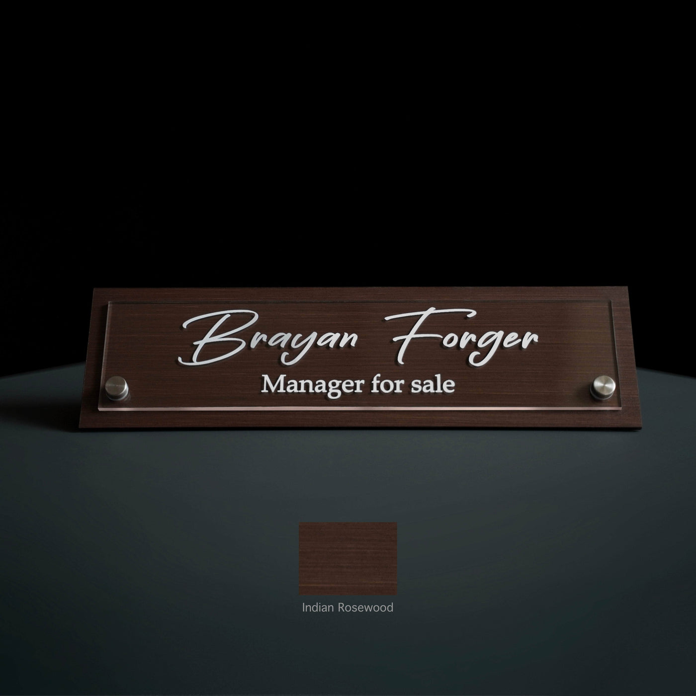 Desk sign Personalized Desk Name Plate: Wood & Acrylic Sign