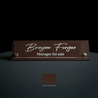 Desk sign Personalized Desk Name Plate: Wood & Acrylic Sign