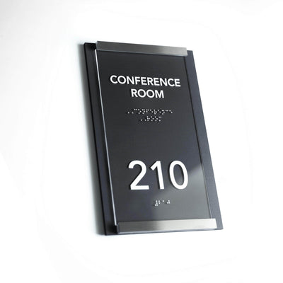 Door Numbers Office Door Number Sign & Name Plates: Stainless Steel & Wood — "Otherside" Design