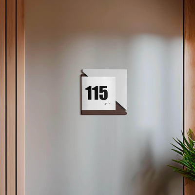 Door Numbers Door Number Sign: Wood & Stainless Steel Plate — "Creative" Design