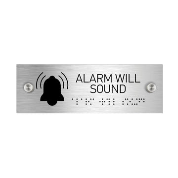 Information Signs - Alarm Will Sound Sign With Braille - Stainless Steel - Photo #3