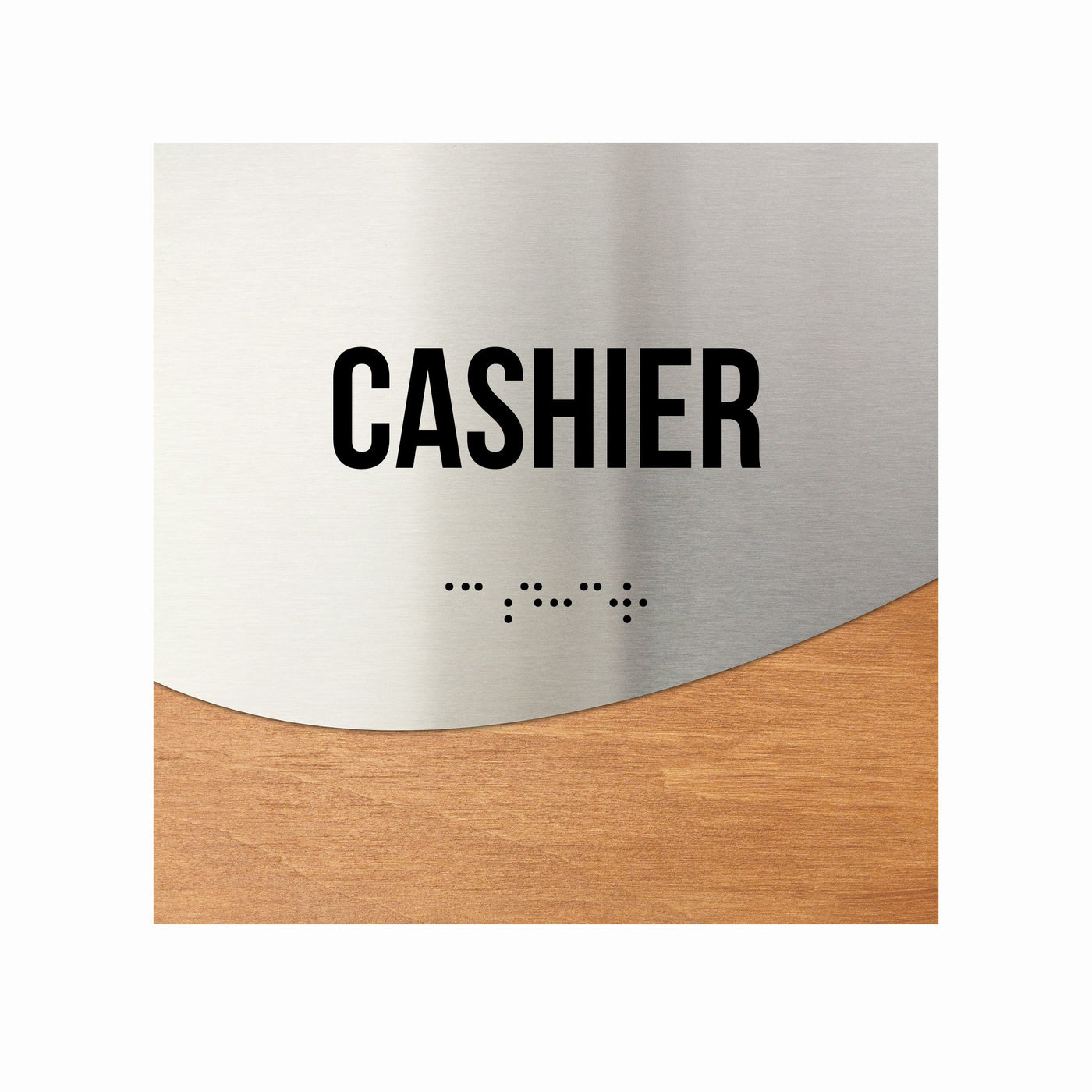 Cashier Sign - Stainless Steel & Wood Door Plate "Jure" Design