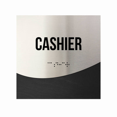 Cashier Sign - Stainless Steel & Wood Door Plate "Jure" Design