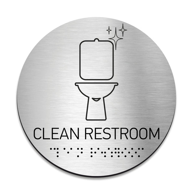Табличка "Туалет" (Clean Restroom): Нержавіюча сталь та акрилове скло
