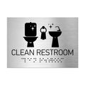 Табличка "Туалет" (Clean Restroom) — Нержавіюча сталь і чорний акрил - Photo #8