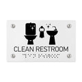 Information Signs - Clean Restroom Sign Braille - White Acrylic - Photo #6
