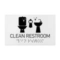 Табличка "Туалет" (Clean Restroom) зі шрифтом Брайля — Білий акрил - Photo #7