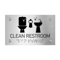 Information Signs - Clean Restroom Sign Braille - Stainless Steel - Photo #6