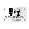 Табличка "Туалет" (Clean Restroom) зі шрифтом Брайля — Прозорий акрил - Photo #2