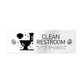 Information Signs - Clean Restroom Sign With Braille - Clear Acrylic - Photo #2