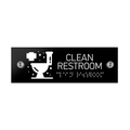 Табличка "Туалет" (Clean Restroomт) зі шрифтом Брайля — Чорний акрил - Photo #4
