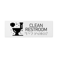 Information Signs - Clean Restroom Sign With Braille - White Acrylic - Photo #2