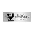Information Signs - Clean Restroom Sign With Braille - Stainless Steel - Photo #3
