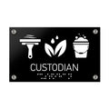 Information Signs - Custodian Sign With Braille - Black Acrylic - Photo #4