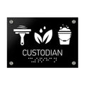 Information Signs - Custodian Sign With Braille - Black Acrylic - Photo #1