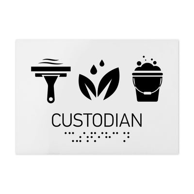 Information Signs - Custodian Sign - White Acrylic