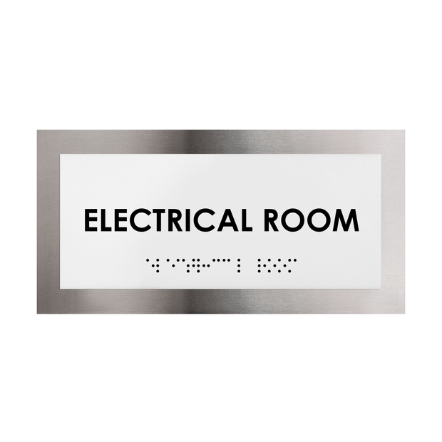 Door Signs - Electrical Room Door Plate - Stainless Steel Sign - "Modern" Design