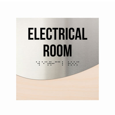 Door Signs - Electrical Room Office Door Signs - Stainless Steel & Wood "Jure" Design