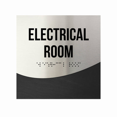 Door Signs - Electrical Room Office Door Signs - Stainless Steel & Wood "Jure" Design