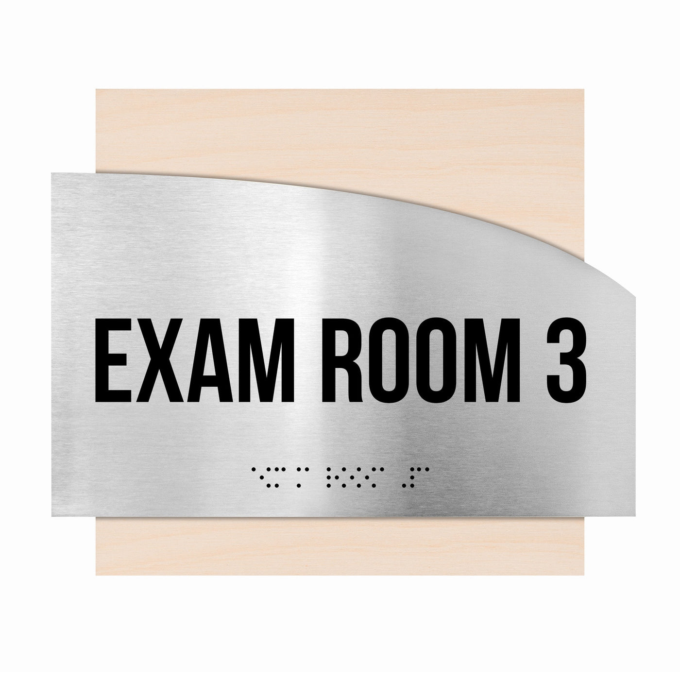 Exam Room Custom Door Signs - Stainless Steel & Wood - "Wave" Design