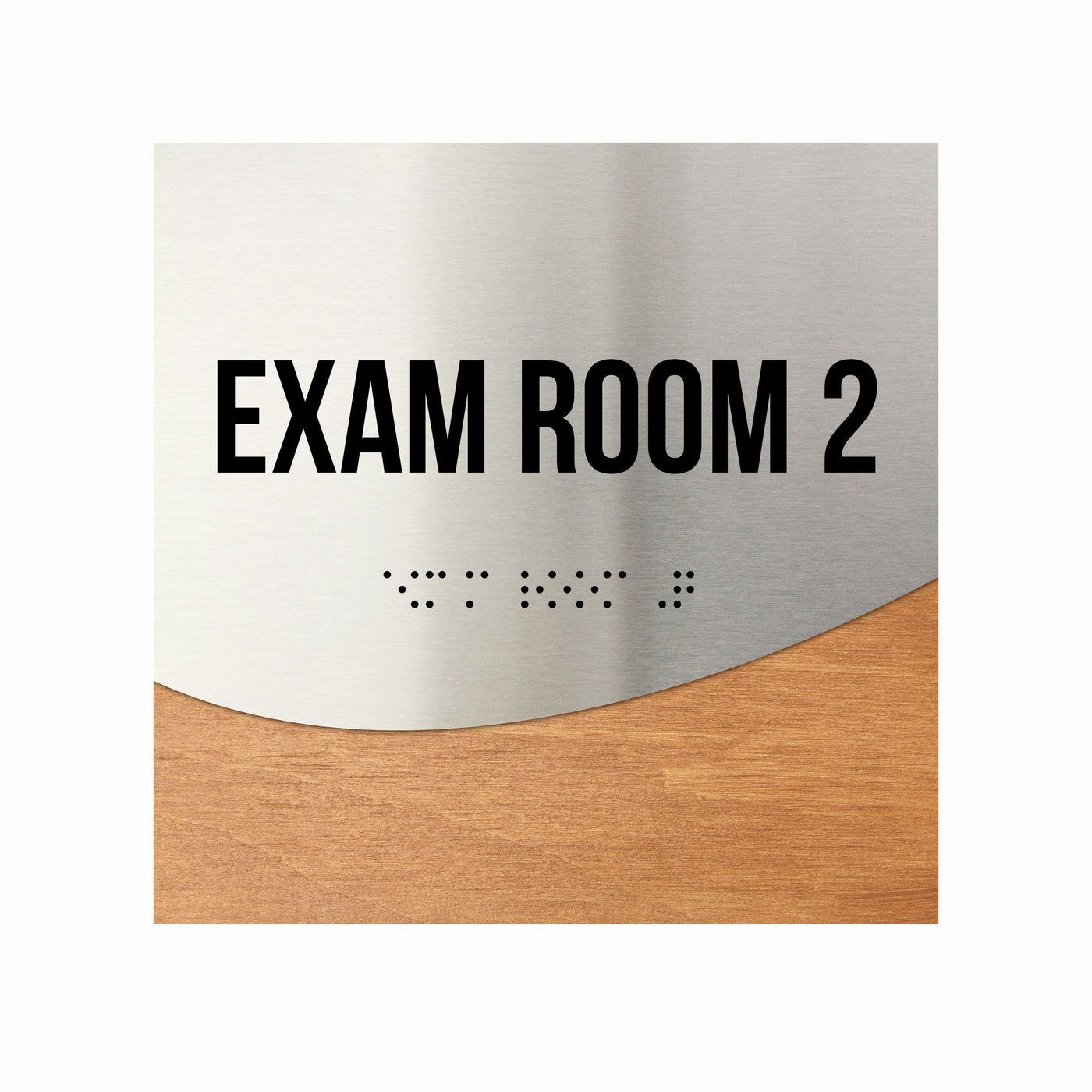 Exam Room Sign - Interior Office Door Signs - Stainless Steel & Wood "Jure" Design