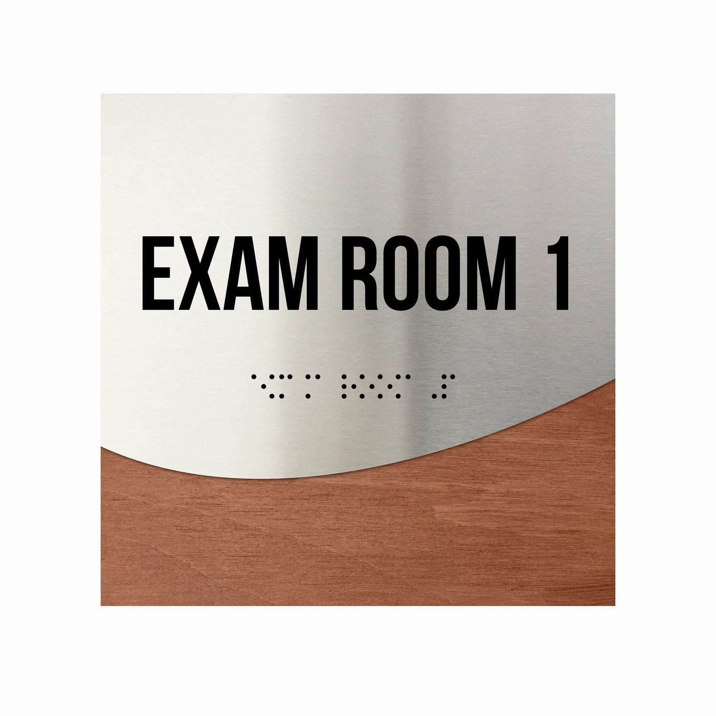 Exam Room Sign - Interior Office Door Signs - Stainless Steel & Wood "Jure" Design