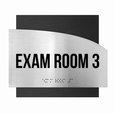 Exam Room Custom Door Signs - Stainless Steel & Wood - "Wave" Design