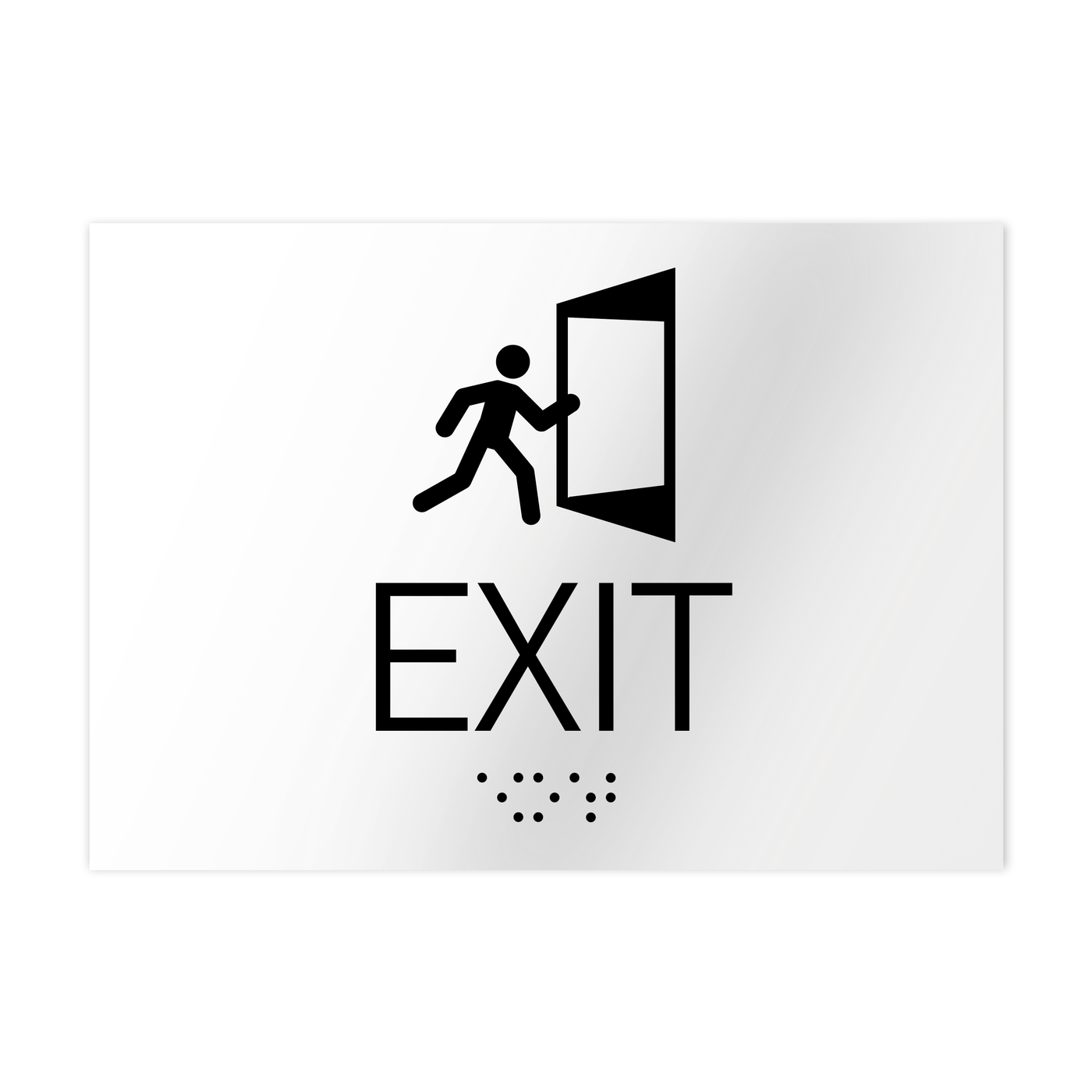 Information Signs - Exit Sign With Braille - White Acrylic