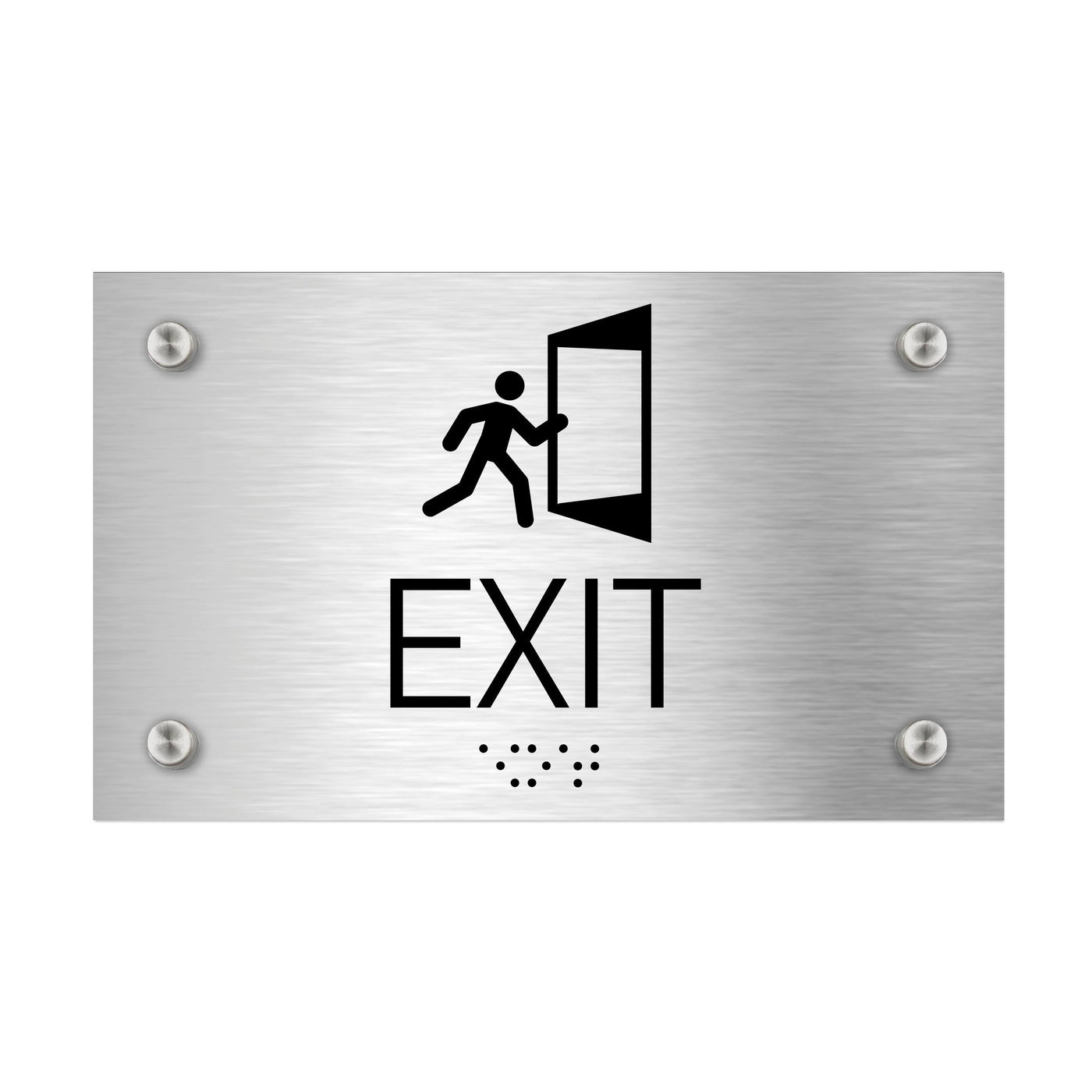 Information Signs - Exit Sign With Braille - Stainless Steel