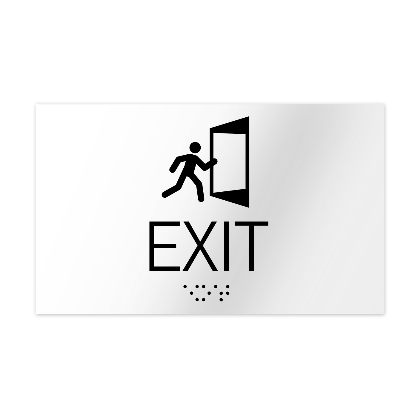 Information Signs - Exit Sign With Braille - White Acrylic