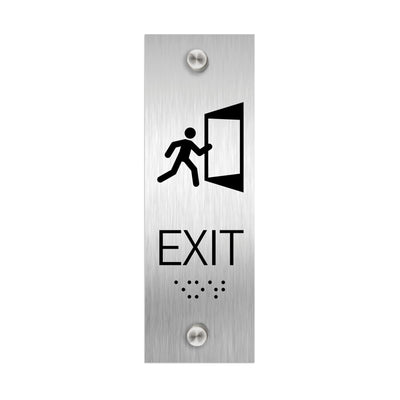 Information Signs - ADA Exit Sign With Braille - Stainless Steel