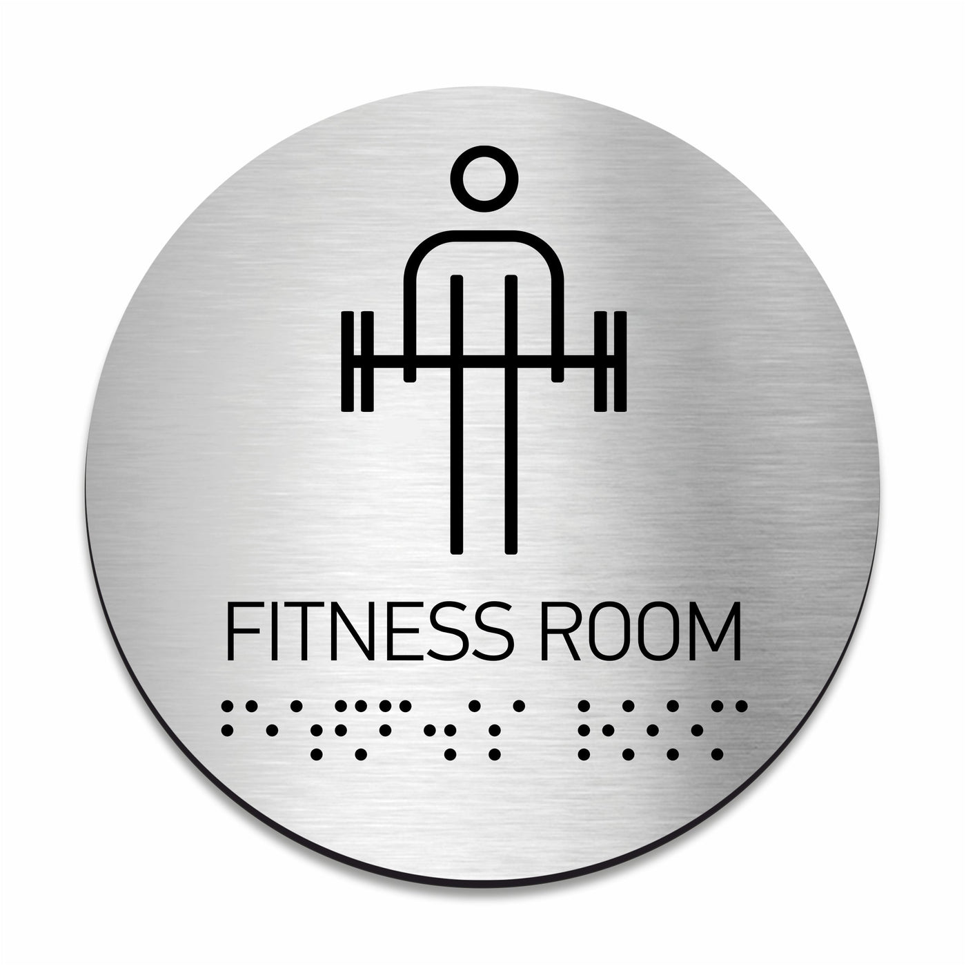 Information Signs - Stainless Steel Fitness Room Sign With Braille