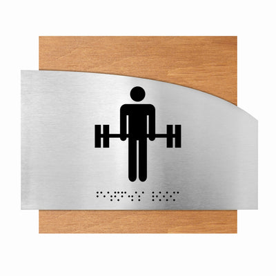 Information Signs - Fitness Room Steel & Wood Sign "Wave" Design