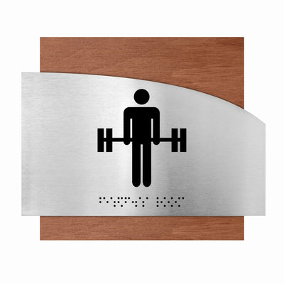 Information Signs - Fitness Room Steel & Wood Sign "Wave" Design