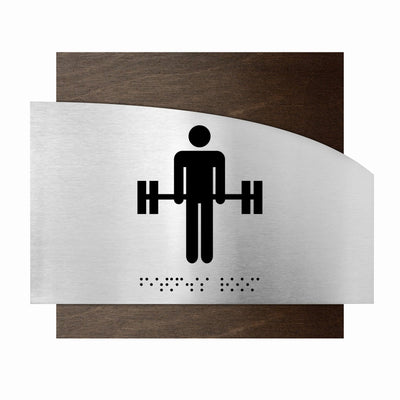 Information Signs - Fitness Room Steel & Wood Sign "Wave" Design